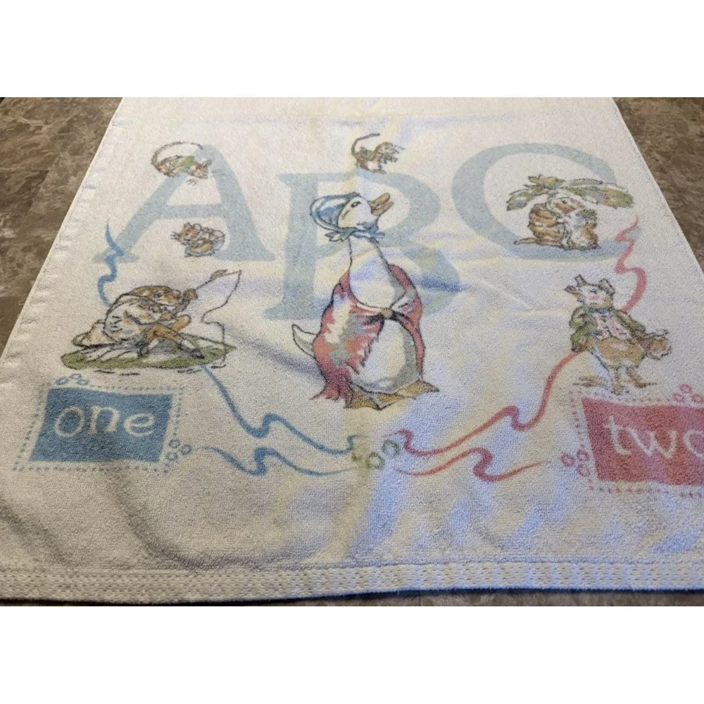 Vintage Beatrix Potter Alphabet Character Small Towel Jemima Peter Rabbit Frog